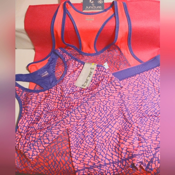 HIND SPORTS BRA/SHORTS/TANK TOP PURPLE & PINK ACTIVEWEAR SET L USA NWT & NWOT